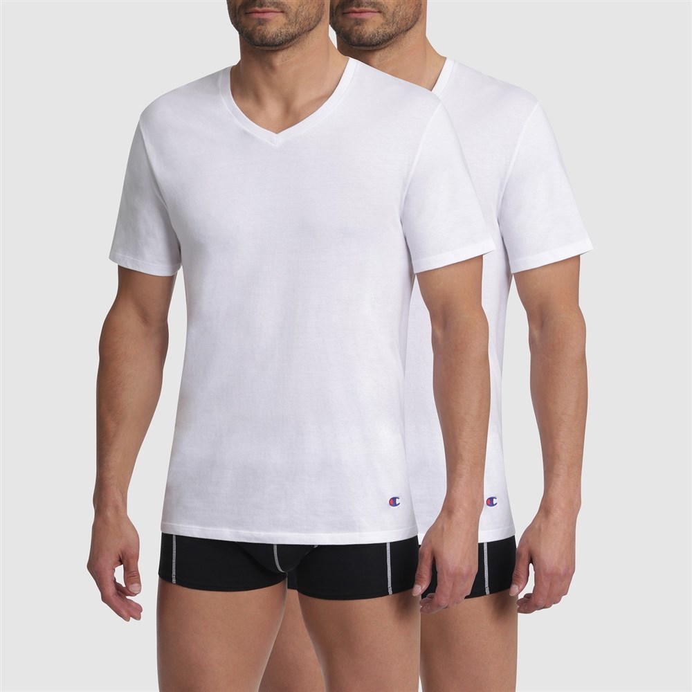 Pánské triko CHAMPION T-SHIRT  V-NECK 2 kusy, bílé