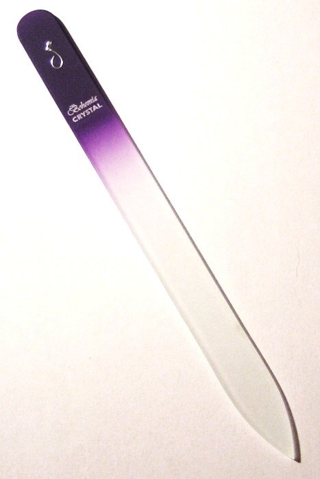 BOHEMIA CRYSTAL Skleněný pilník na nehty s potiskem - 140mm - fialový