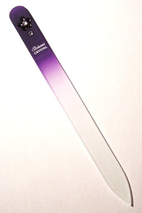 BOHEMIA CRYSTAL Skleněný pilník na nehty Swarovski - 140mm - fialový