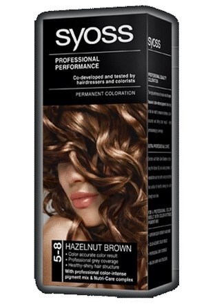 SYOSS Professional Permanentní barva na vlasy Hazelnut Brown - oříškově hnědá 5-8