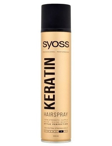 SYOSS Professional KERATIN Hairspray extra silný lak pro pružnou fixaci a lesk vlasů 300ml