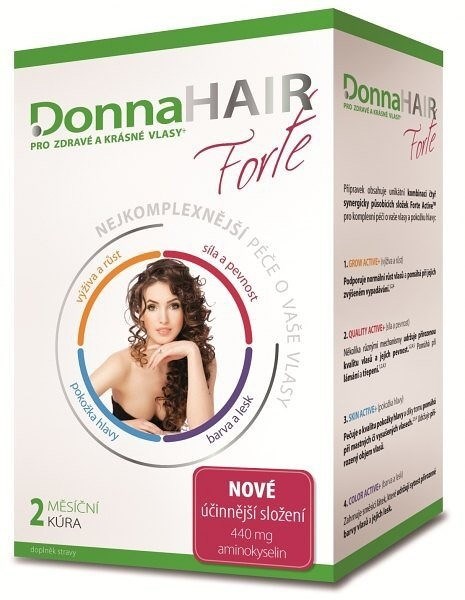 DONNA HAIR Vitamíny na vlasy Forte 60 tobolek - 2 měsíční kúra pro výživu a růst vlasů