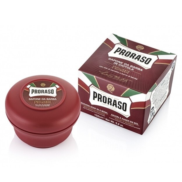 PRORASO Sandalwood Vyživující mýdlo v misce na holení tvrdých vousů - santalové dřevo 150ml