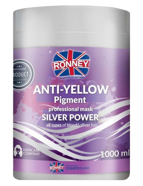 RONNEY Anti-Yellow Silver Power Mask 1000ml - maska proti nežádoucímu žlutému nádechu