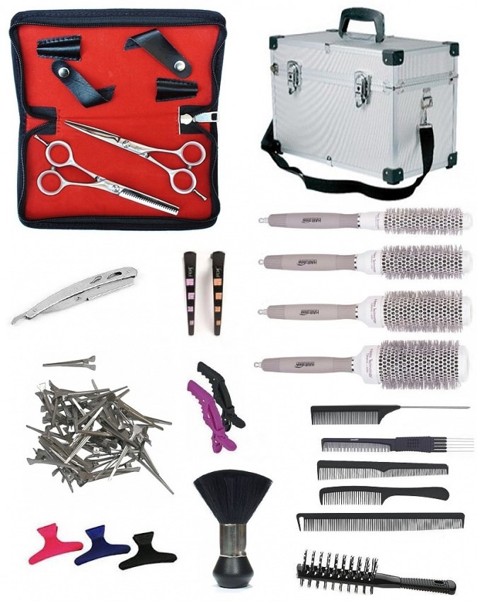 SET Alu kufr TL39 Kadeřnický set pro učně - hliníkový kufr s vybavením pro praváky