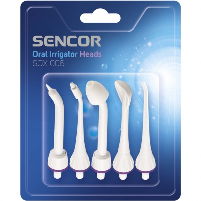 SENCOR SOX 006 Náhradní nástavce pro zubní sprchu SOI 11x - bílo fialové 5ks