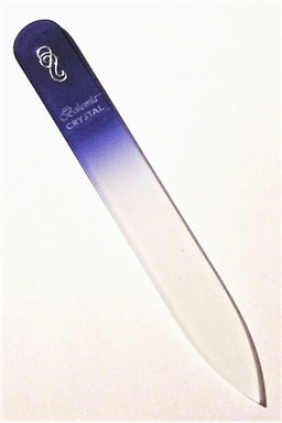 BOHEMIA CRYSTAL Skleněný pilník na nehty s potiskem - 90mm - modrý
