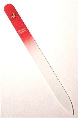 BOHEMIA CRYSTAL Skleněný pilník na nehty s potiskem - 140mm - červený