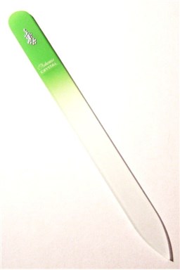 BOHEMIA CRYSTAL Skleněný pilník na nehty s potiskem - 140mm - sv. zelený