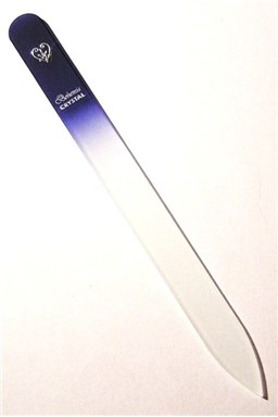 BOHEMIA CRYSTAL Skleněný pilník na nehty s potiskem - 140mm - modrý