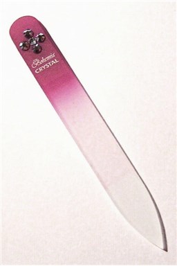 BOHEMIA CRYSTAL Skleněný pilník na nehty Swarovski - 90mm - růžový