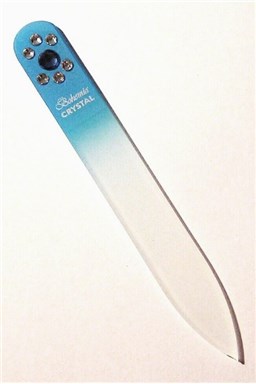 BOHEMIA CRYSTAL Skleněný pilník na nehty Swarovski - 90mm - sv.modrý