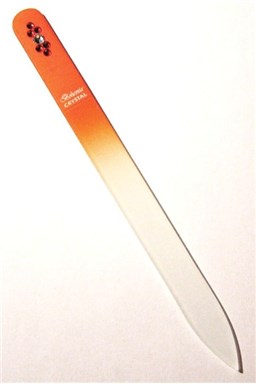 BOHEMIA CRYSTAL Skleněný pilník na nehty Swarovski - 140mm - oranžový
