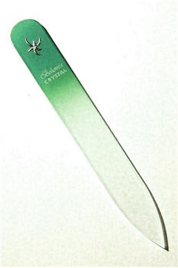 BOHEMIA CRYSTAL Skleněný pilník na nehty s potiskem - 90mm - zelený