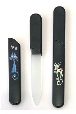 BOHEMIA CRYSTAL Skleněný pilník s krytkou Black - ručně malovaný s krystaly Swarovski