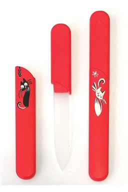 BOHEMIA CRYSTAL Skleněný pilník s krytkou Red - ručně malovaný s krystaly Swarovski