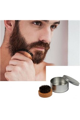 Beard Brush SL1600 Kulatý dřevěný kartáč na vousy, kančí štětiny - průměr 65mm
