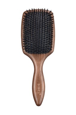SIBEL Decopad L Plochý dřevněný kartáč na vlasy s kančími štětinami - 250x85mm