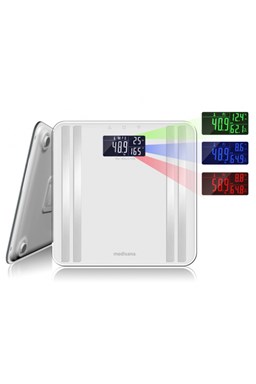 MEDISANA BS 465WH Analytická digitální váha do 180kg s barevným dispejem - bílá