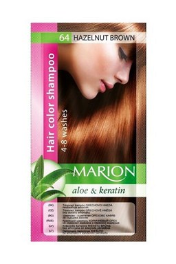 MARION Hair Color Shampoo 64 Hazelnut Brown - barevný tónovací šampon 40ml - oříšková