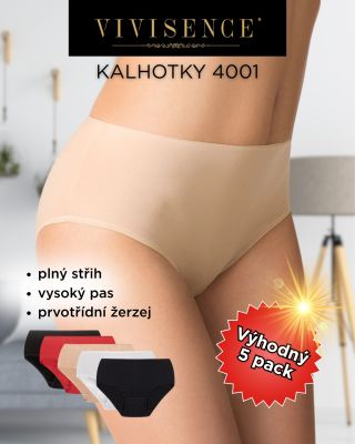 💥 Výhodný barevný set kalhotek Vivisence 4001 – 5× komfort, 1× cena 💥 Plný střih, vysoký pas a hebký bavlněný žerzej s...